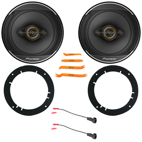 2x Pioneer TS-A1688S 6.5" 350 Watt Max Power 4-Way Car Audio Speakers w/2x 6" to 6.75" Speaker Adapter, Speaker Wire Harness, Pry Tool Set (Bundle Fits Select 2005-Up GM Vehicles)