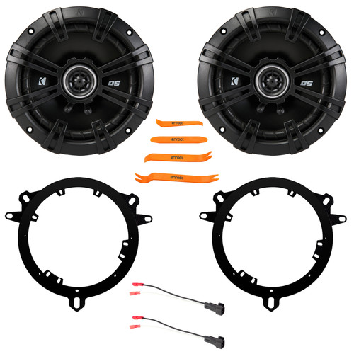 2x Kicker 43DSC6504 6.5" 240 Watt Max Power 2-Way 4-Ohm Coaxial Car Audio Speakers w/6" to 6.75" Speaker Adapter, Speaker Wire Harness, Pry Tool Set (Bundle Fits Toyota/Lexus/Scion 1998-2025 Vehicles)