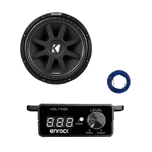 Kicker 15" 500 Watt Car Subwoofer, Bass Knob with Digital Voltmeter with Wire