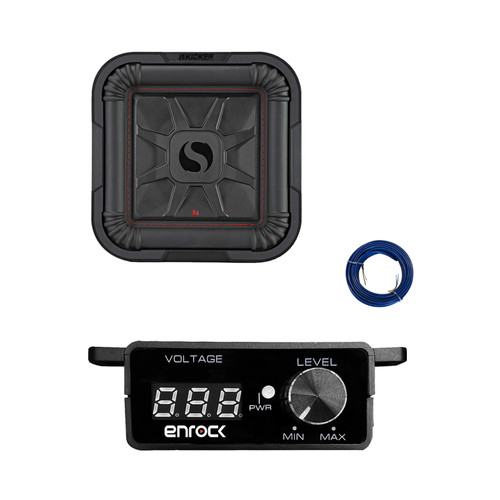 Kicker 10" 1000 Watt Car Audio Subwoofer, Bass Knob with Digital Voltmeter with Wire