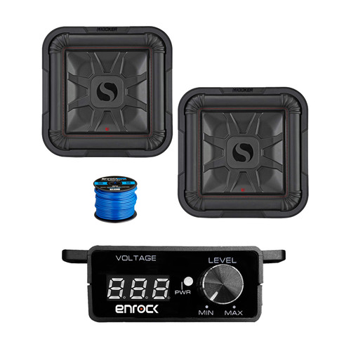 1 Pair (Qty 2) of Kicker 10" 1000 Watt Car Audio Subwoofer, Bass Knob with Digital Voltmeter with Wire