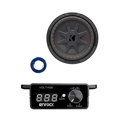 Kicker 6.75" 300 Watt 4-Ohm DVC Car Audio Subwoofer, Bass Knob with Digital Voltmeter with Wire