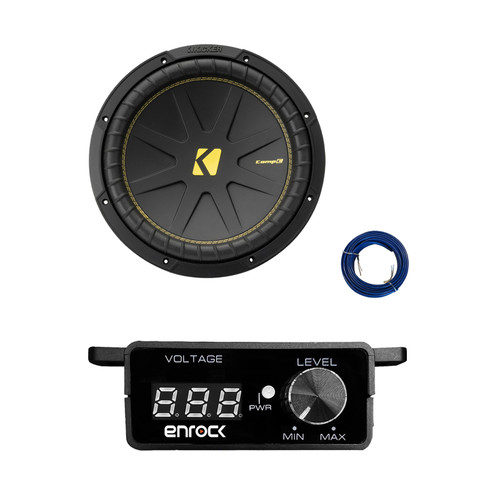 Kicker 8" 400 Watt DVC Car Audio Subwoofer, Bass Knob with Digital Voltmeter with Wire