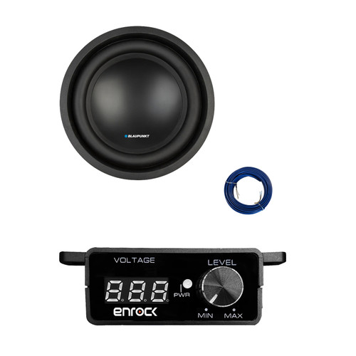 Blaupunkt 10" 1000 Watt 4 Ohm DVC Car Subwoofer, Bass Knob with Digital Voltmeter with Wire