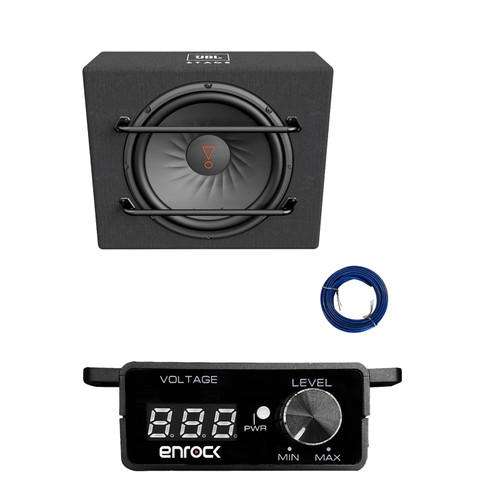 JBL 12" 1000 Watt Car Audio Subwoofer Enclosure, Bass Knob with Digital Voltmeter with Wire