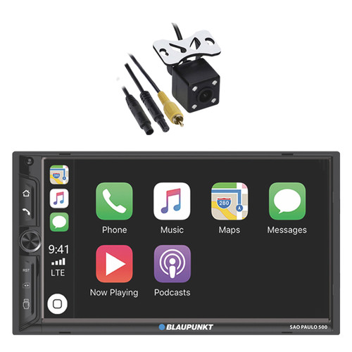Blaupunkt SAO PAULO 500 7" Touchscreen Double Din Bluetooth MP3 Stereo Receiver with Rear View Back-up Camera