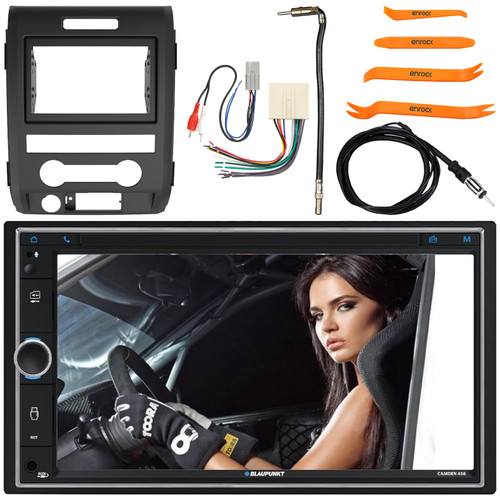 Blaupunkt CAMDEN 450 7” Touchscreen Double DIN Bluetooth AM/FM Radio Digital Media Multimedia Receiver w/ Install Kit, Wiring Harness, Antenna Adapter, Antenna, Pry Tool Set (Fits 1998-2012 Ford)