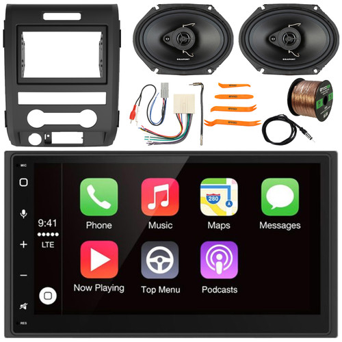 Blaupunkt MONTECARLO750 6.75" Touchscreen Double DIN Bluetooth USB AM/FM Stereo Receiver w/ Install Kit, 2x 6x8" 60W Max 3-Way Speakers, Wiring Harness, Antenna Adapter, Antenna, Wire, Pry Tool Set