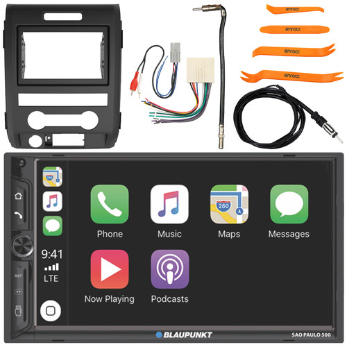 Blaupunkt SAO PAULO 500 7" Touchscreen Double Din Bluetooth USB MP3 Player AM/FM Radio Stereo Receiver w/ Install Kit, Wiring Harness, Antenna Adapter, Antenna, Pry Tool Set (Fits 1998-2012 Ford)