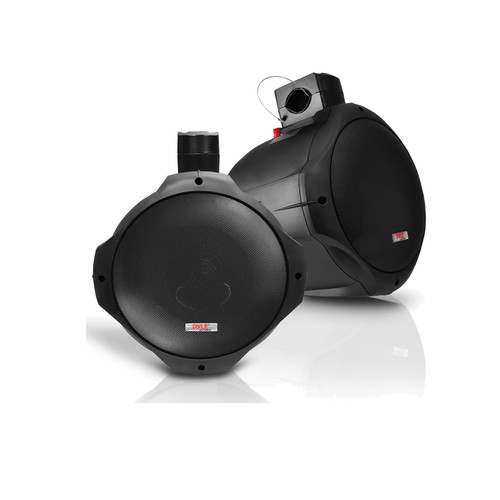 Pyle PLMRB65 6.5" 200 Watts Max Power Water Resistant Full Range Wakeboard Boat Audio Black Marine Speakers (Pair, Black)