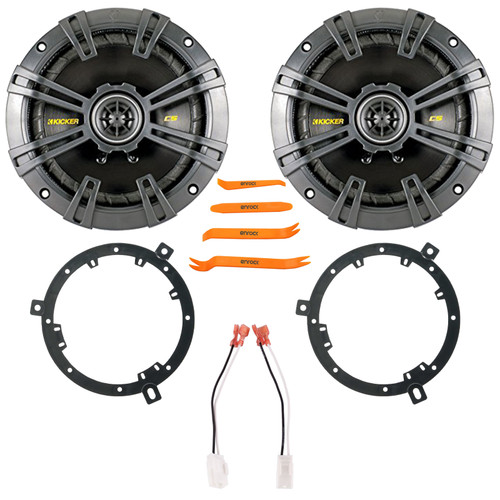 2x Kicker 40CS654 6.5" 300 Watt Max Power 2-Way Coaxial Car Audio Speakers, 2x 6" to 6.75" Speaker Adapter, Speaker Harness, Pry Tool Set (Bundle Fits Select 2007-2014 Jeep Wrangler JK)