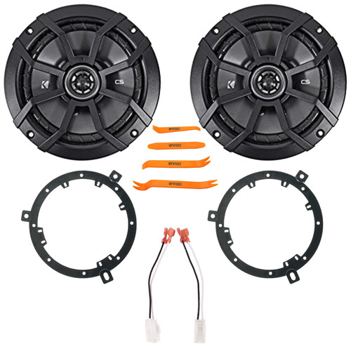 2x Kicker 43CSC654 CS Series 6.5" 600 Watt Max Power 2-Way Coaxial Car Audio Speakers, 2x 6" to 6.75" Speaker Adapter, Speaker Harness, Pry Tool Set (Bundle Fits Select 2007-2014 Jeep Wrangler JK)