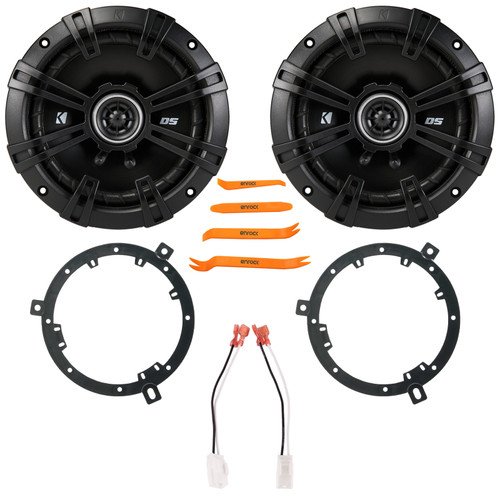 2x Kicker 43DSC6504 6.5" 240 Watt Max Power 2-Way 4-Ohm Coaxial Car Audio Speakers, 2x 6" to 6.75" Speaker Adapter, Speaker Harness, Pry Tool Set (Bundle Fits Select 2007-2014 Jeep Wrangler JK)