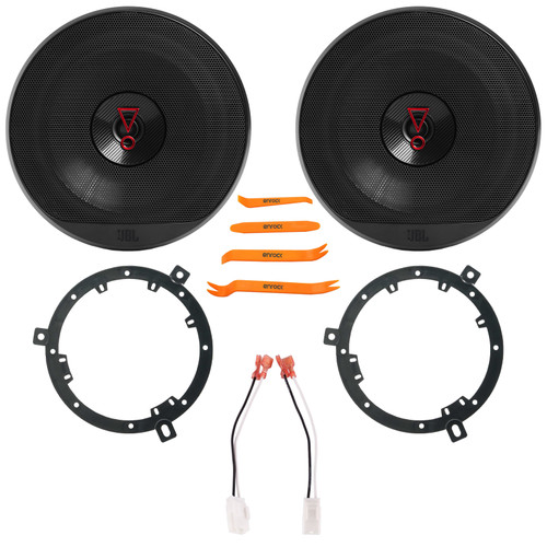 2x JBL Stage3 627 6.5" 225 Watt Max Power 2-Way Coaxial Car Audio Speakers, 2x 6" to 6.75" Speaker Adapter, Speaker Harness, Pry Tool Set (Bundle Fits Select 2007-2014 Jeep Wrangler JK)