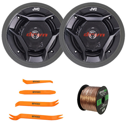 2x JVC CS-DR601C drvn DR Series 6.5" 360 Watts Max Power 2-Way Car Audio Component Speakers, 2x 6.5" Adjustable Speaker Baffle, Pry Tool Set, 50 Feet 16 Gauge Speaker Wire