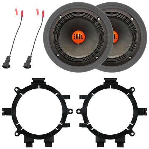 2x JBL SHOCKWAVE150W65 6.5" 300 Watt Max Power Midrange Woofer Car Audio Speakers, 2x Speaker Mounting Bracket Adaptor, Speaker Wire Harness, 2x Adjustable Speaker Baffle (Fits 1995-2009 GM Vehicles)