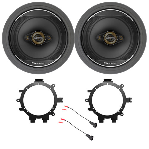 2x Pioneer TS-A1688S 6.5" 350 Watt Max Power 4-Way Car Audio Speakers, 2x Speaker Mounting Bracket Adaptor, Speaker Wire Harness, 2x 6.5" Adjustable Speaker Baffle (Bundle Fits 1995-2009 GM Vehicles)