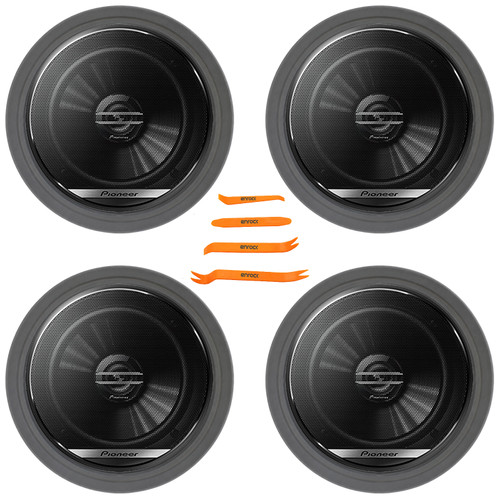 4x Pioneer TS-G1620F 6.5" 300 Watt Max Power 2-Way Coaxial Car Audio Speakers, 4x 6.5" Adjustable Speaker Baffle, 4-Piece Car Door Trim Panel Dash Stereo Radio Installer Removal Pry Tool Set