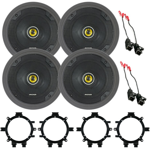 4x Kicker CSC65 CS Series 6.5" 300W Max 4 Ohm 2-Way Coaxial Car Audio Speakers, 4x Speaker Adaptors, 2x Speaker Wire Harness, 4x 6.5" Adjustable Speaker Baffle (Bundle Fits 1995-2005 GM Vehicles)