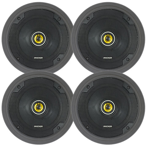 4x Kicker CSC65 CS Series 6.5" 300 Watt Max Power 4 Ohm 2-Way Coaxial Car Audio Speakers, 4x 6.5" Adjustable Speaker Baffle