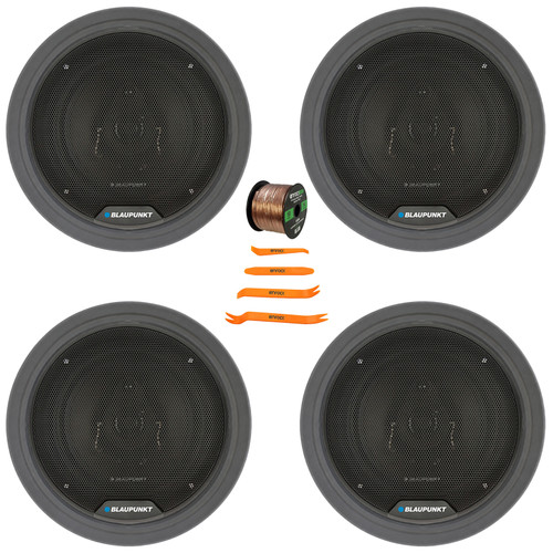 4x Blaupunkt BPS-ES650 6.5" 60 Watt Max Power 3-Way Car Audio Speakers, 4x 6.5" Adjustable Speaker Baffle, Pry Tool Set, 50 Feet 16 Gauge Speaker Wire