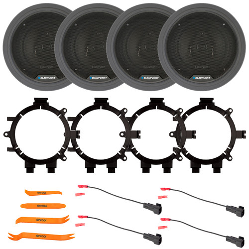 4x Blaupunkt BPS-ES650 6.5" 60 Watt Max Power 3-Way Car Audio Speakers, 4x Speaker Adaptors, 2x Speaker Wire Harness, 4x Adjustable Speaker Baffle, Pry Tool Set (Bundle Fits 1995-2005 GM Vehicles)