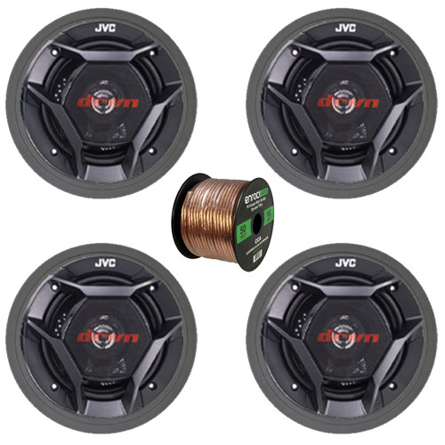 4x JVC CS-DR601C drvn DR Series 6.5" 360 Watts Max Power 2-Way Car Audio Component Speakers, 4x 6.5" Adjustable Speaker Baffle, 50 Feet 16 Gauge Speaker Wire