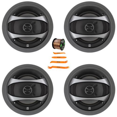 4x Dual Electronics D65SP 6.5" 100 Watt Max Power 2-Way Car Audio Speakers, 4x 6.5" Adjustable Speaker Baffle, Pry Tool Set, 50 Feet 16 Gauge Speaker Wire