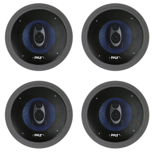 4x Pyle PL63BL 6.5'' 360 Watt Max Power 3-Way Triaxial Car Audio Speakers, 4x 6.5" Adjustable Speaker Baffle