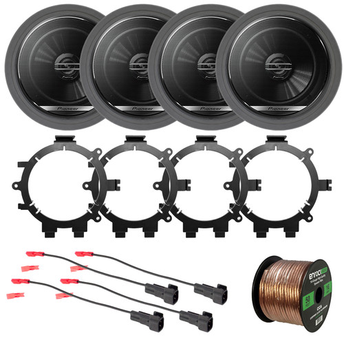 4x Pioneer TS-G1620F 6.5" 300W Max 2-Way Coaxial Car Speakers, 4x Speaker Mounting Bracket Adaptor, 2x Speaker Wire Harness, 4x Adjustable Speaker Baffle, Speaker Wire (Fits 1995-2009 GM Vehicles)