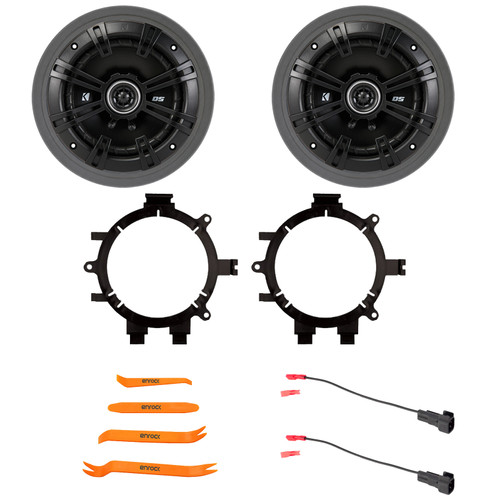 2x Kicker 43DSC6504 6.5" 240 Watt Max Power 2-Way 4-Ohm Coaxial Car Audio Speakers, 2x Speaker Adaptor, Speaker Wire Harness, 2x Adjustable Speaker Baffle, Pry Tool Set (Fits 1995-2005 GM Vehicles)