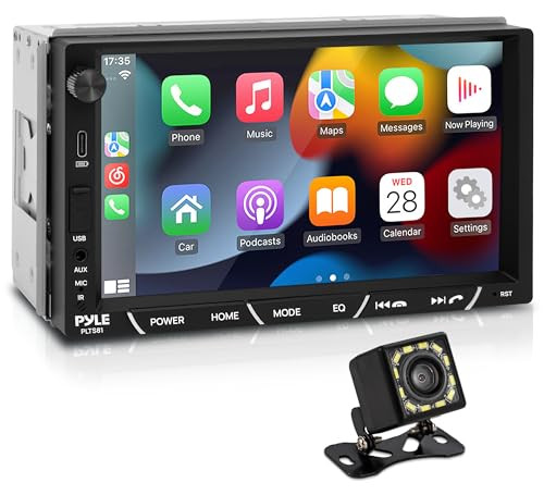 Pyle PLTS81 7" HD Touchscreen Double Din Bluetooth AM/FM Stereo Receiver with Night Vision Backup Camera