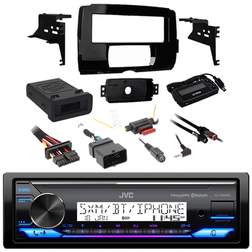 JVC KD-X38MBS Single DIN Marine Bluetooth USB/AUX LED AM/FM Radio Stereo Receiver, Complete Single-DIN Stereo Installation Kit with Handlebar Control Interface (Fits Harley-Davidson 2014-Up FLH/FLT)