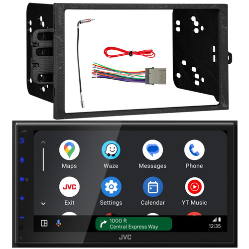 JVC KW-M690BW 6.8" Capacitive Monitor Single DIN Bluetooth USB/MP3 Player Digital Media Shallow Chassis Multimedia Receiver, Double DIN Install Kit, Wiring Harness, Antenna Adapter (Fits 2000-2008)
