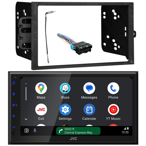 JVC KW-M690BW 6.8" Capacitive Monitor Single DIN Bluetooth USB/MP3 Player Digital Media Shallow Chassis Multimedia Receiver w/Double DIN Install Kit, Wiring Harness, Antenna Adapter (Fits 1994-2012)