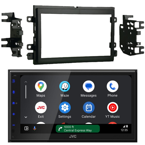 JVC KW-M690BW 6.8" Capacitive Monitor Single DIN Bluetooth USB/MP3 Player Digital Media Shallow Chassis Multimedia Receiver, Double DIN Installation Kit for Select 2004-up Ford Vehicles