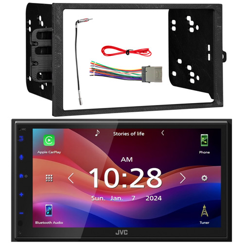 JVC KW-M695BW 6.8" Single DIN Bluetooth USB/MP3 Player Digital Media Shallow Chassis Multimedia SiriusXM Ready Receiver, Double DIN Install Dash Kit, Wiring Harness, Antenna Adapter (Fits 2000-2008)