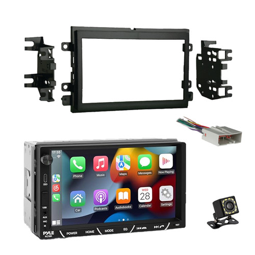Pyle PLTS81 7" HD Touchscreen Double Din Bluetooth AM/FM Stereo Receiver, Night Vision Backup Camera with Harness, Radio Install Kit (2004-up Ford Vehicles)