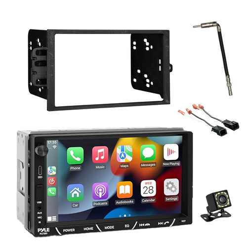 Pyle PLTS81 7" HD Touchscreen Double Din Bluetooth AM/FM Stereo Receiver, Night Vision Backup Camera with Harness, Antenna Adapter, Radio Install Kit (2007-Up Chrysler/Dodge/Jeep)