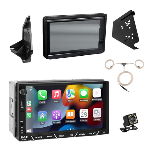 Pyle PLTS81 7" HD Touchscreen Double Din Bluetooth AM/FM Receiver, Night Vision Backup Camera, Radio Antenna w/ Extension, Stereo Install Kit for Slingshot 2015+