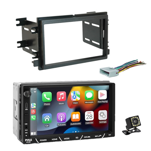 Pyle PLTS81 7" HD Touchscreen Double Din Bluetooth AM/FM Stereo Receiver, Night Vision Backup Camera with Harness, Radio Install Kit (2004-Up Ford Truck Vehicles)
