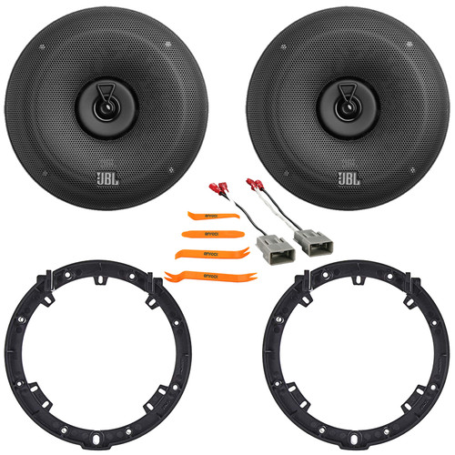2x JBL STAGE3 68 6.5" 560 Watt Max Power Coaxial Car Audio Speakers With Grille, 2x 6" to 6.75" Speaker Adapter, Speaker Connector Harnesses, Pry Tool Set (Bundle Fits for 2006-2011 Honda Civic)