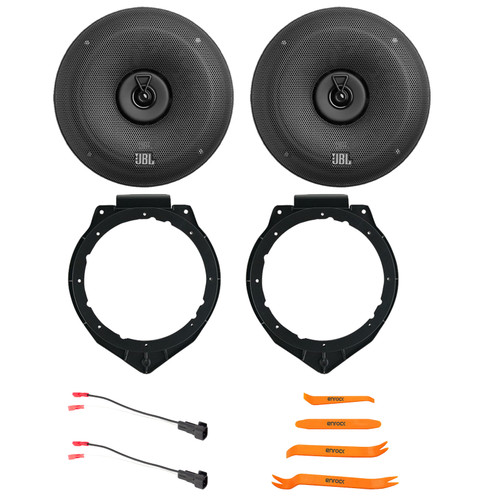 2x JBL STAGE3 68 6.5" 560 Watt Max Power Coaxial Car Audio Speakers With Grille, 2x 6" to 6.75" Speaker Adapter, Speaker Wire Harness, Pry Tool Set (Bundle Fits Select 2005-Up GM Vehicles)