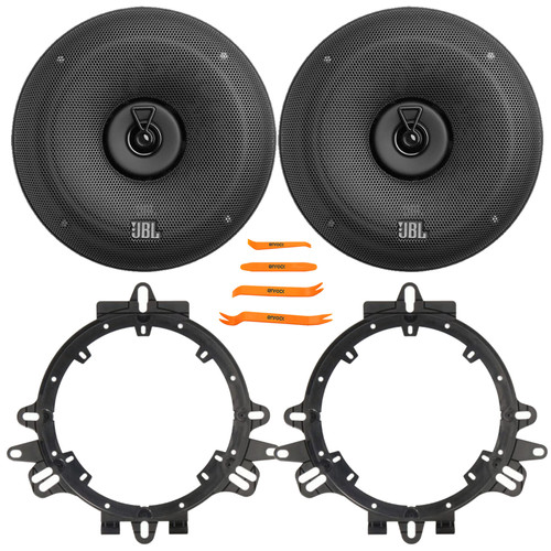 2x JBL STAGE3 68 6.5" 560 Watt Max Power Coaxial Car Audio Speakers With Grille, 2x 6” to 6.75” Speaker Mounting Adapters, 4-Piece Car Door Trim Panel Dash Stereo Radio Installer Removal Pry Tool Set