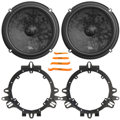 2x JBL Stage3 68CF 6.5" 760 Watt Max Power 2-Way Component Car Audio Speakers, 2x 6” to 6.75” Speaker Mounting Adapters, 4-Piece Car Door Trim Panel Dash Stereo Radio Installer Removal Pry Tool Set