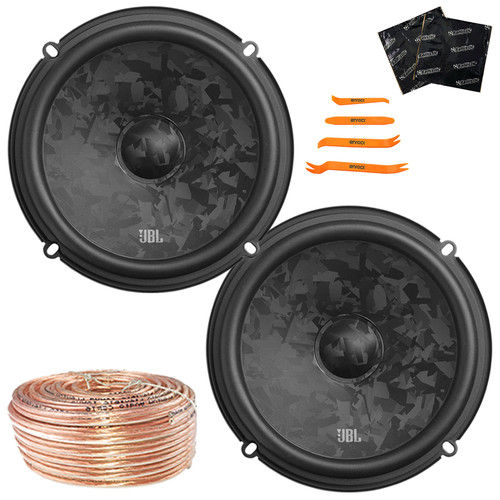 2x JBL Stage3 68CF 6.5" 760 Watt Max Power 2-Way Component Car Audio Speakers, 2x Speaker Sound Deadening Material For Car Speakers, Speaker Wire, Pry Tool Set