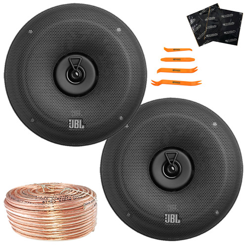 2x JBL STAGE3 68 6.5" 560 Watt Max Power Coaxial Car Audio Speakers With Grille, 2x Speaker Sound Deadening Material For Car Speakers, Speaker Wire, Pry Tool Set