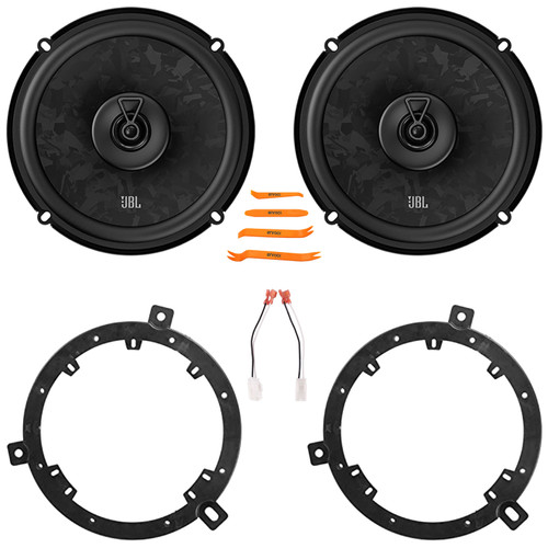 2x JBL Stage3 68F 6.5" 560 Watt Max Power 2-Way Coaxial Car Audio Speakers, 2x 6" to 6.75" Speaker Adapters, Speaker Harness, Pry Tool Set (Bundle Fits Select 1995-Up Chrysler Multi Vehicles)