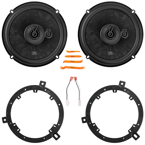 2x JBL Stage3 68MF 6.5" 560 Watt Max Power 3-Way Car Audio Speakers, 2x 6" to 6.75" Speaker Adapters, Speaker Harness, Pry Tool Set (Bundle Fits Select 1995-Up Chrysler Multi Vehicles)
