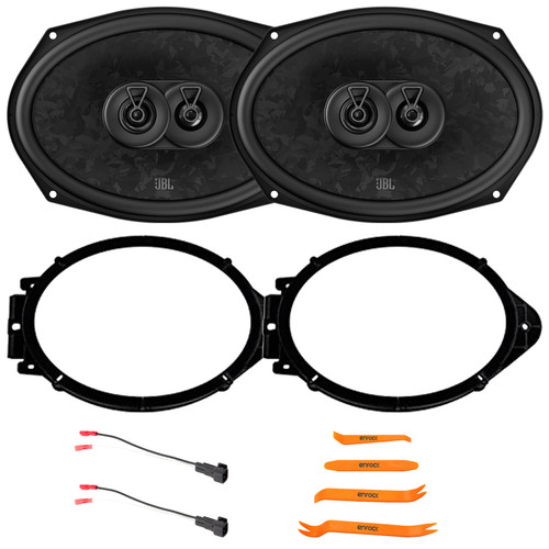 2x JBL Stage3 968MF 6x9" 640 Watt Max Power 3-Way Car Audio Speakers, 2x 6x9" Speaker Adapter, Speaker Wire Harness, Pry Tool Set (Bundle Fits Select 2014-2024 GM Trucks and SUVs)